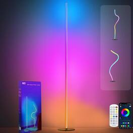 PARKER SLATER - Smart RGB LED corner floor lamp with music sync, 16 million DIY colors, app and remote control - White