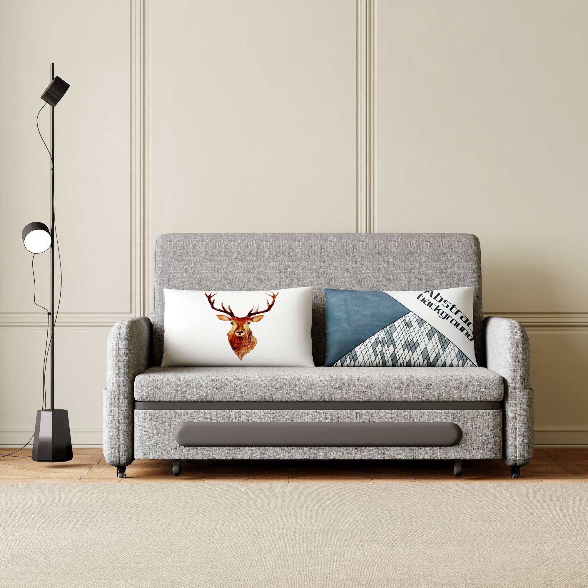 Alt View 1. luck idea - Sofa Bed With Storage Base And Side Pockets, Detachable Washable Seat Cushions - Gray.