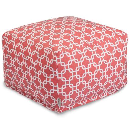 Front. Majestic Home - Ottoman Pouf Links Coral - Pink.