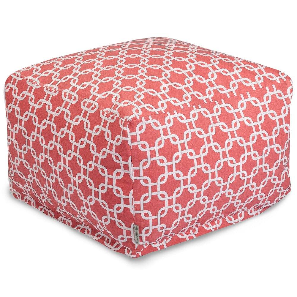 Front. Majestic Home - Ottoman Pouf Links Coral - Pink.
