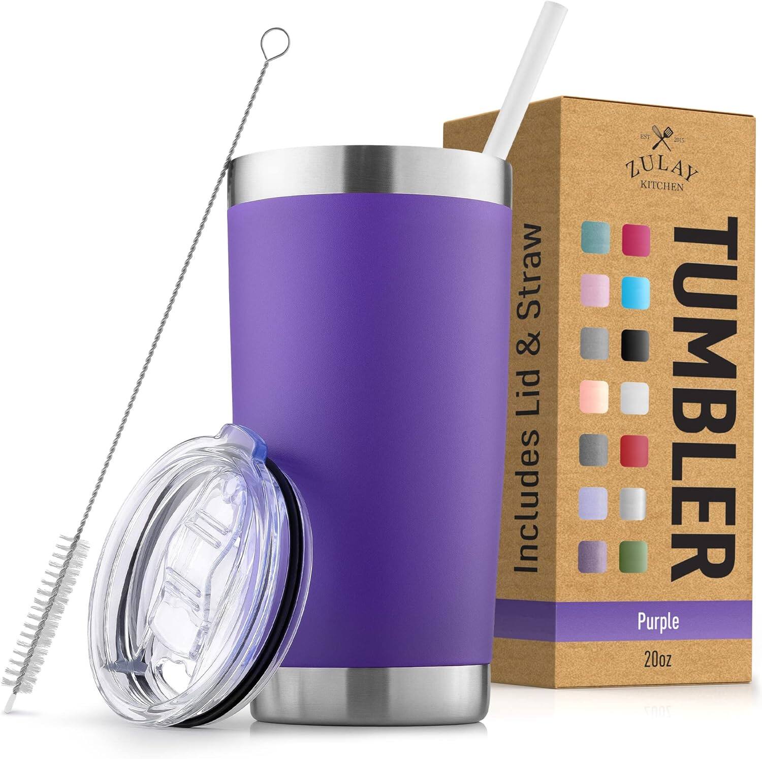 ZULAY KITCHEN  
TUMBLER  
Includes Lid & Straw  
Purple  
20oz