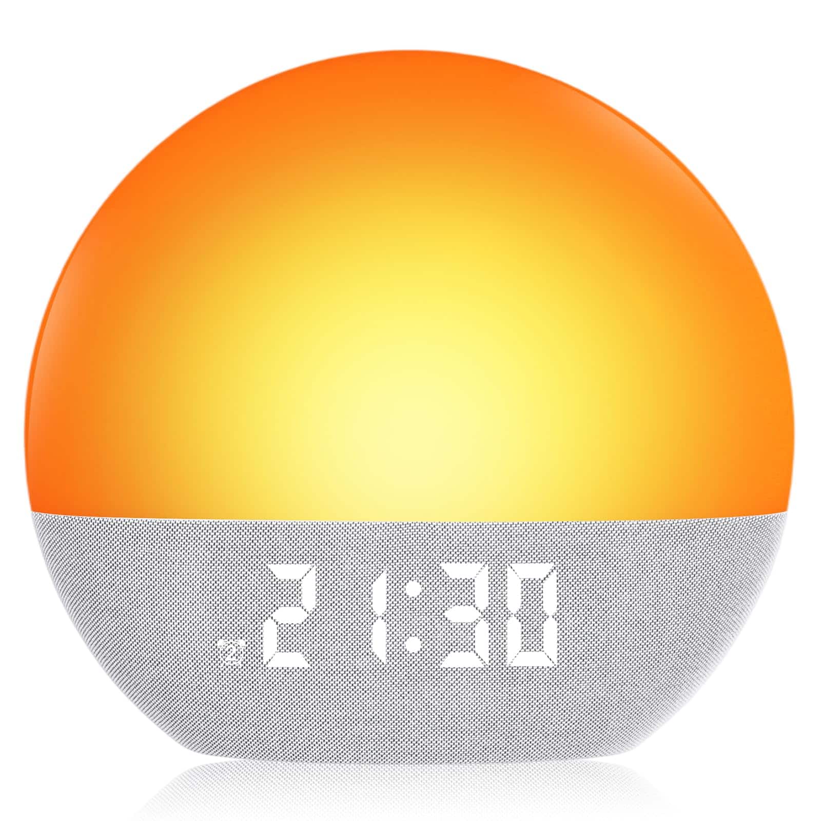 Dazzed Corner - Sunrise Alarm Clock with Noise, 24 Sounds, 17 Night Lights, Dual Alarm - White