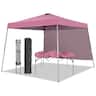 Ainfox - 10x10 Pop Up Canopy Tent with 1 Side Wall, Slant Legs with Carrying Bag,Folding Gazebo Shelter - Pink