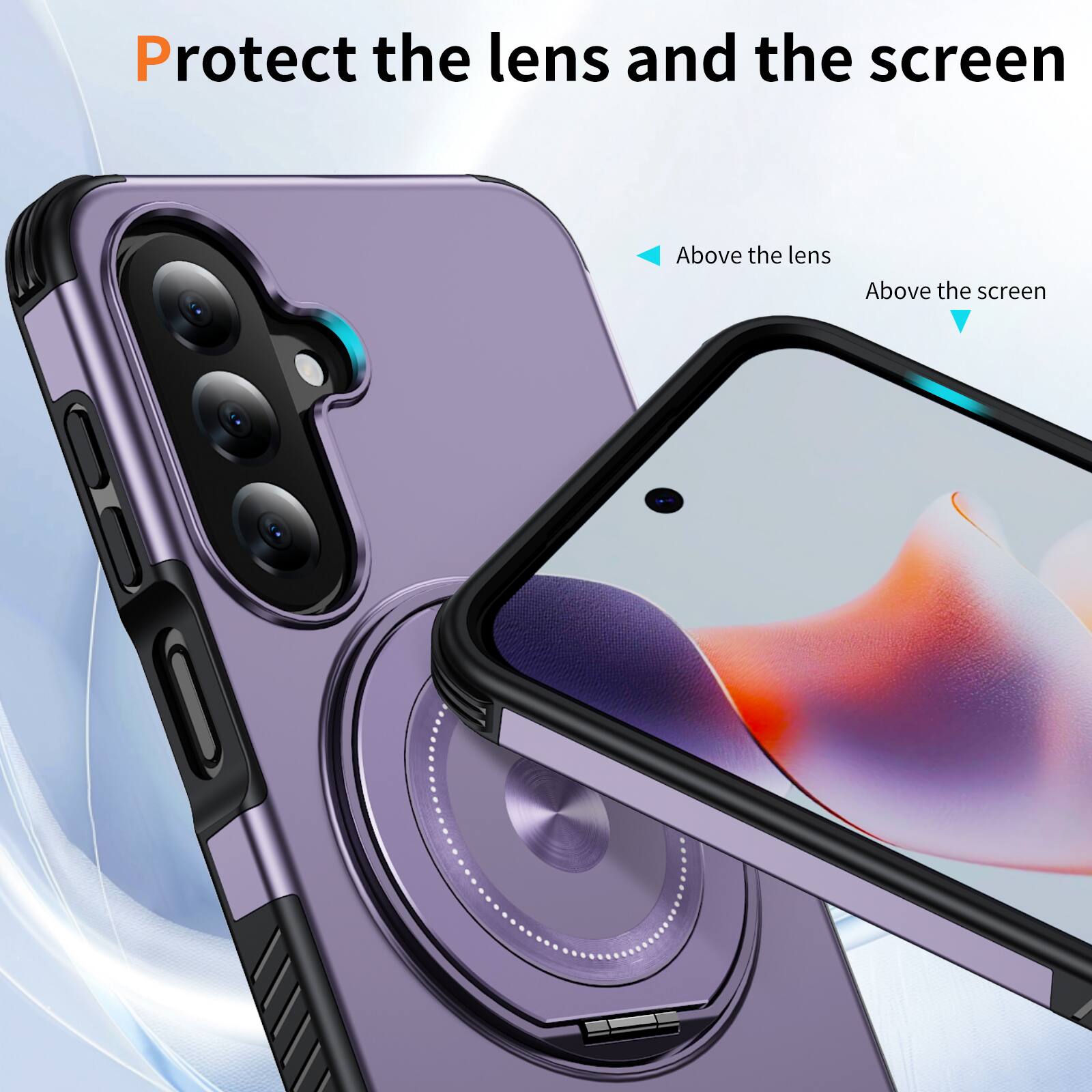Protect the lens and the screen

Above the lens

Above the screen