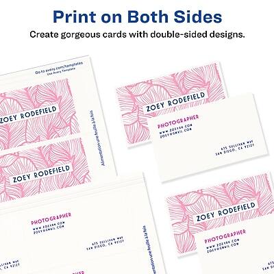 Print on Both Sides  
Create gorgeous cards with double-sided designs.

Go to avery.com/templates

ZOEY RODEFIELD  
PHOTOGRAPHER  
www.zoeyrodefield.com  
2011 EK CON  
495 S GILVAN C  
92128 SAN DIEGO, CA

ZOEY RODEFIELD  
PHOTOGRAPHER  
www.zoeyrodefield.com  
2011 EK CON  
475 N UALEVEN  
92127 SAN DIEGO, CA