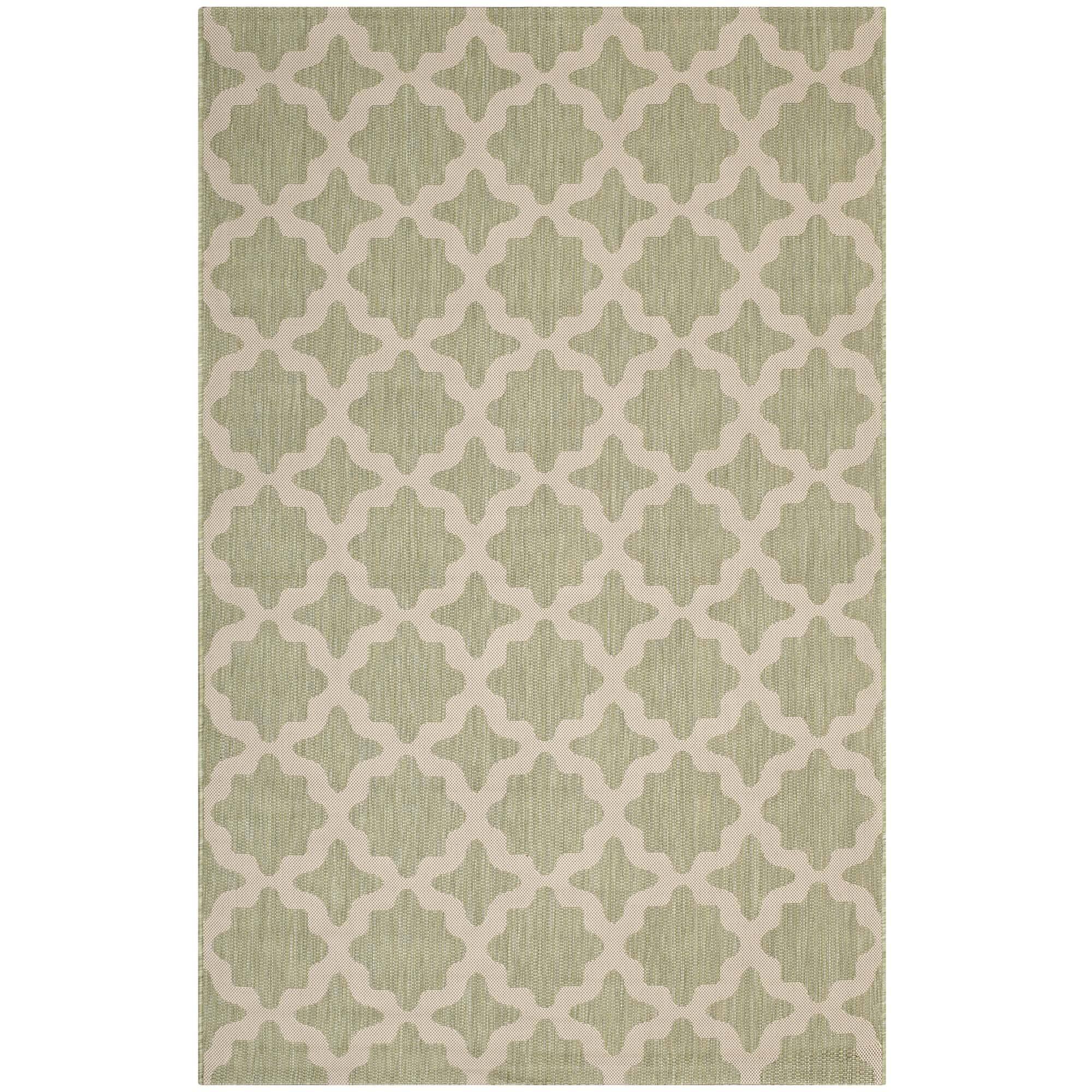 Angle. Modway - Cerelia Moroccan Trellis Indoor and Outdoor Area Rug - Beige and Light Green.