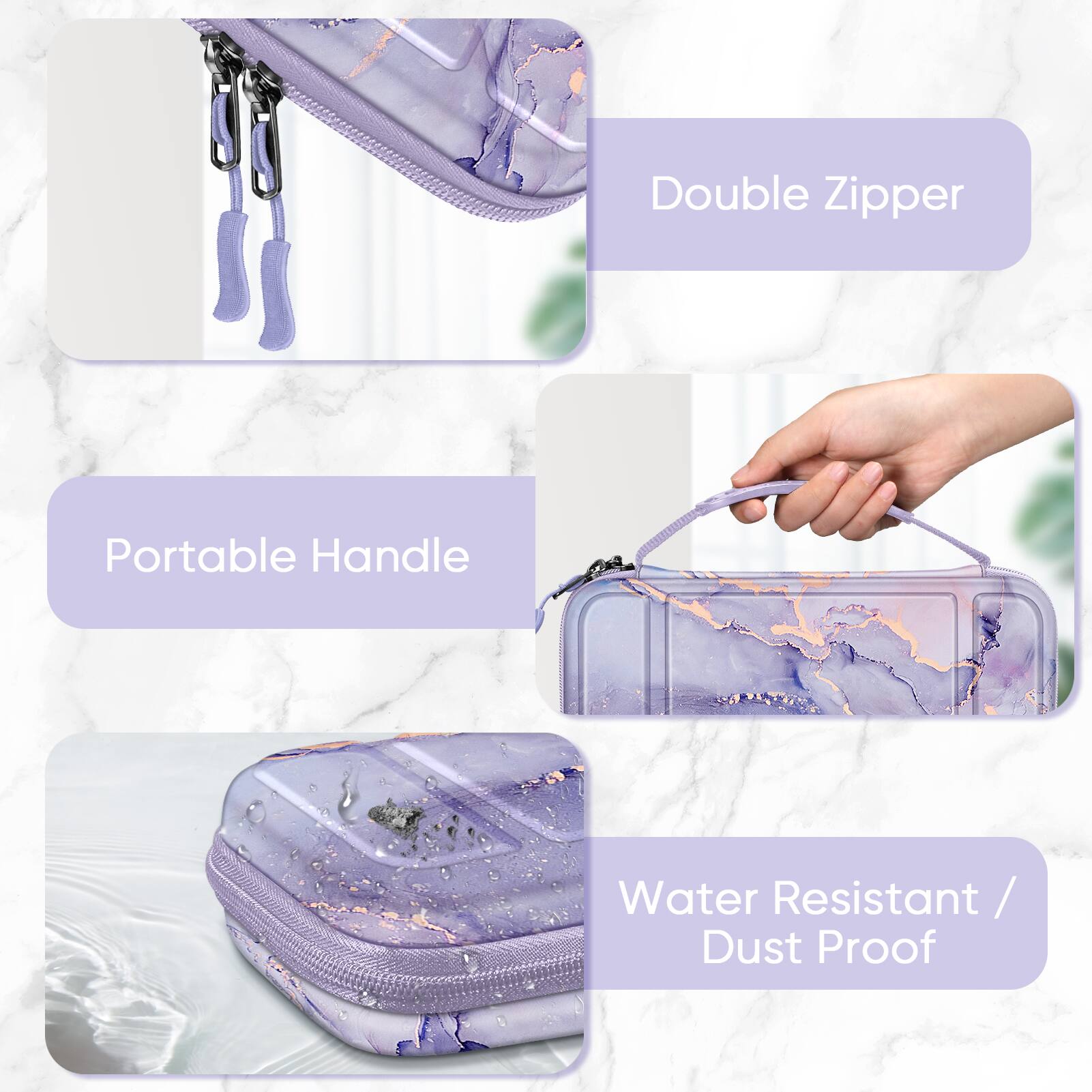 Double Zipper  
Portable Handle  
Water Resistant / Dust Proof