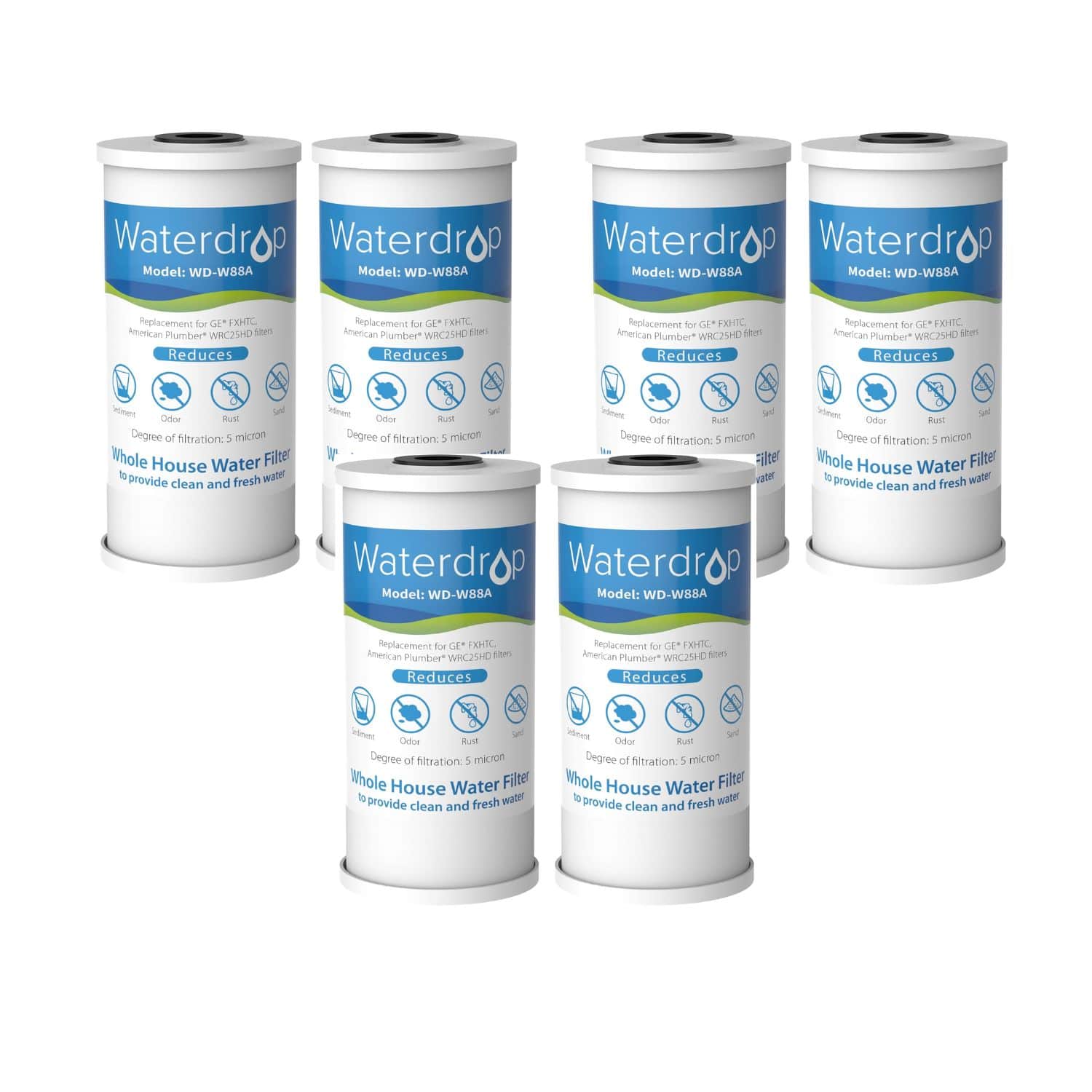 Waterdrop FXHTC Whole House Carbon Water Filter 6 Pack WD