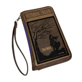 Things2Die4 - Wuthering Heights Book Style Wallet RFID Wristlet Vinyl 7 X 4.25 In - Brown