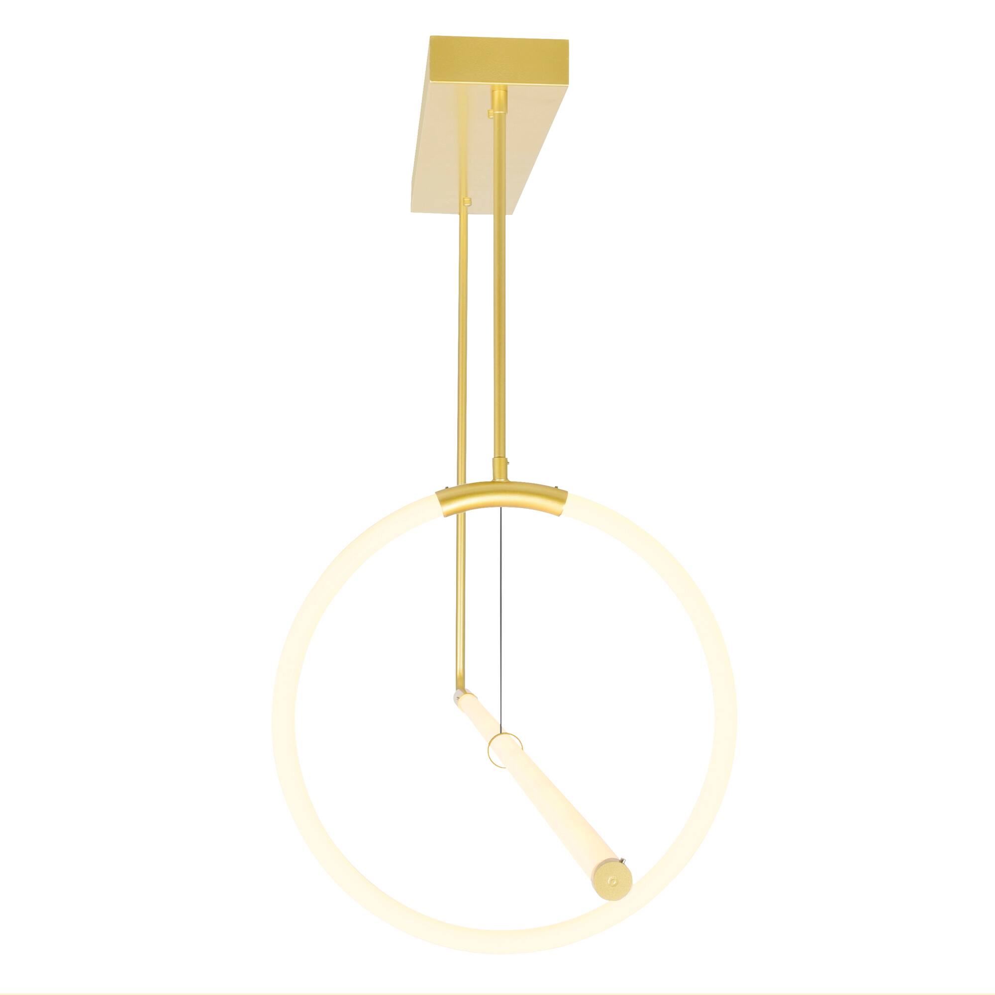Angle. CWI Lighting - Hoops 2 Light LED Chandelier With Satin Gold Finish - Satin Gold.