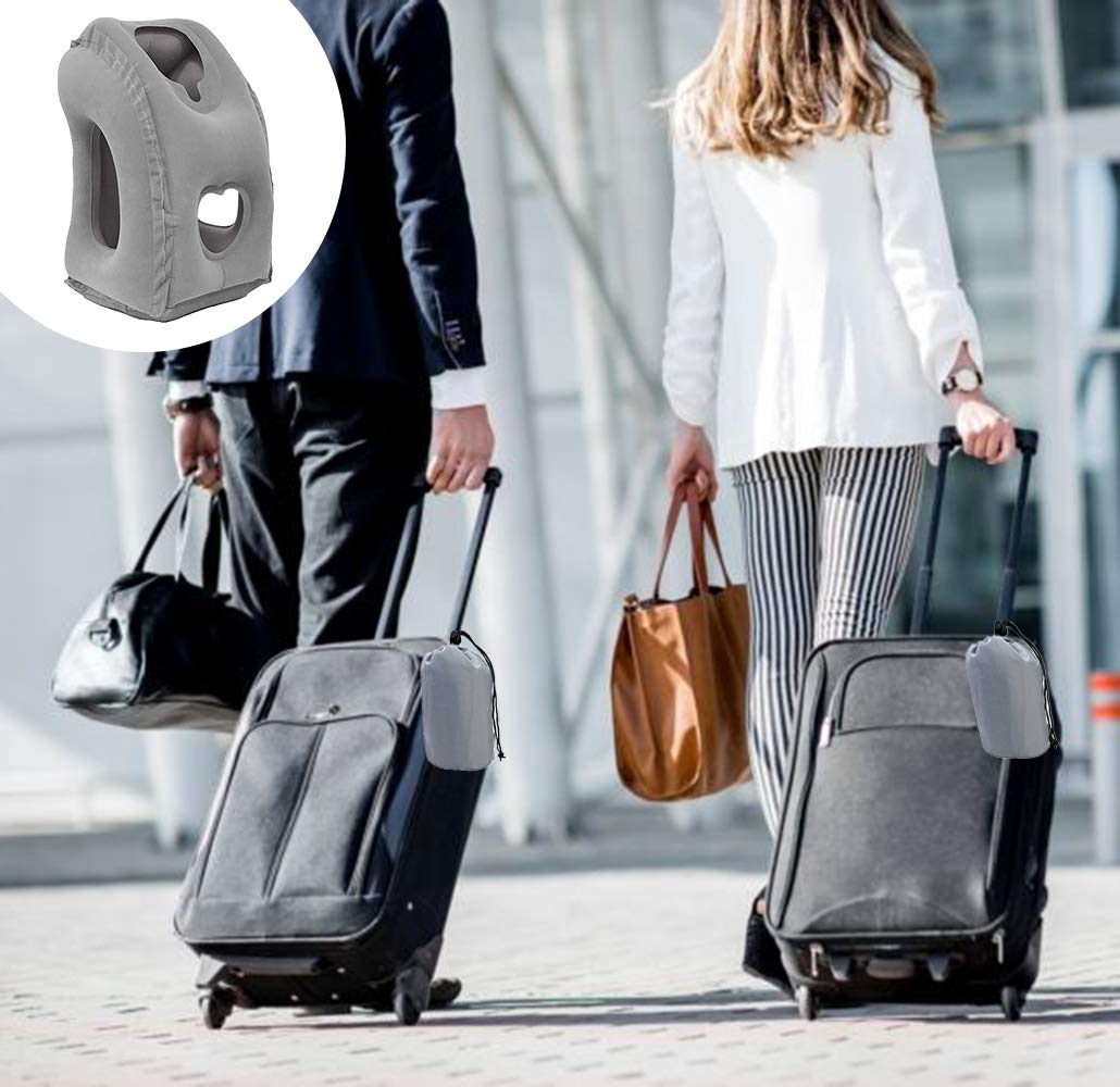 Alt View 4. Fabibe - Inflatable Travel Air Pillow For Sleeping To Avoid Neck And Shoulder Comfortably Support Head Airplane Car Bus Office... - Blue.