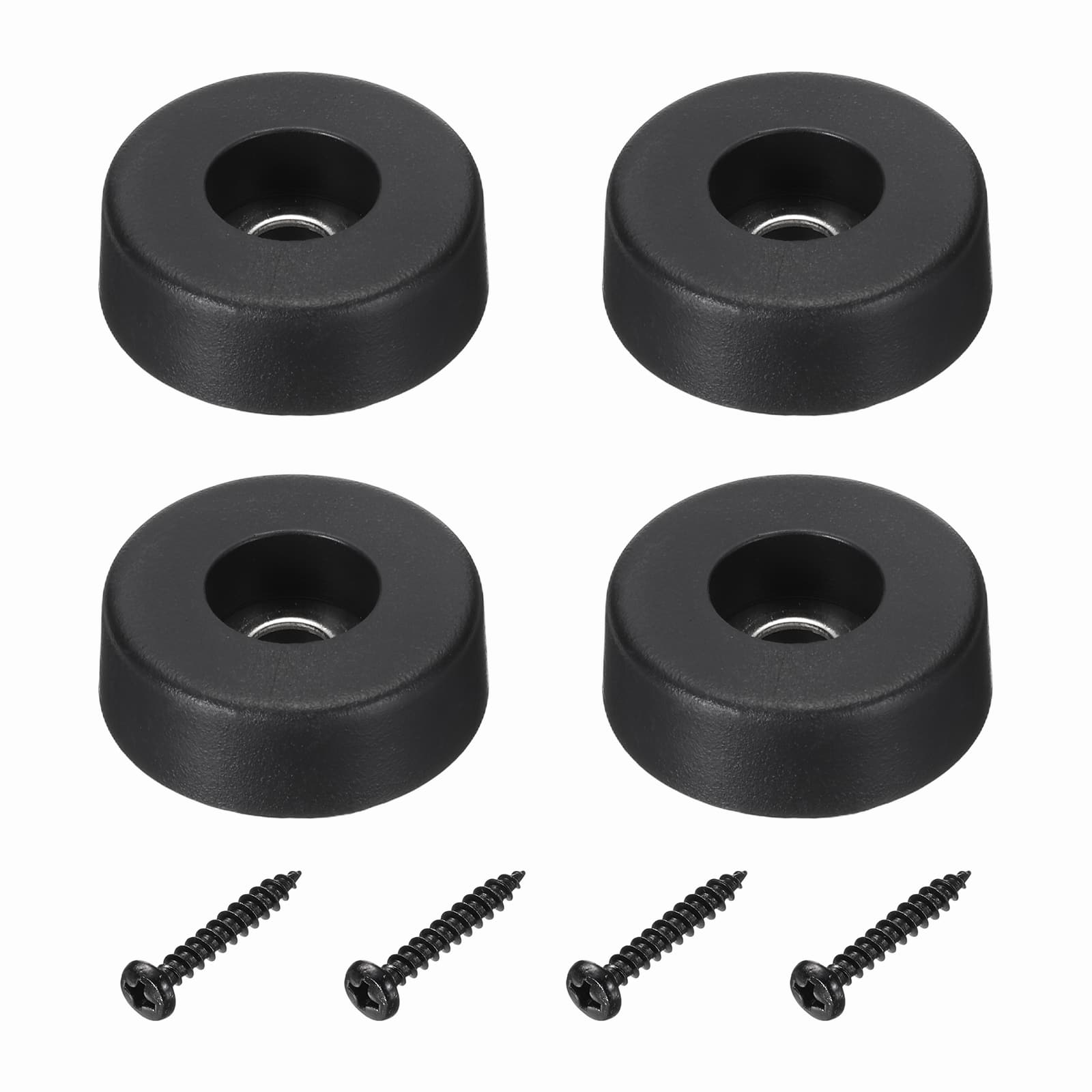 Unique Bargains - Rubber Speaker Isolation Feet, 1.18"x0.39" Anti-Vibration Pad with Screws for Electronic Speaker 4pcs - Black