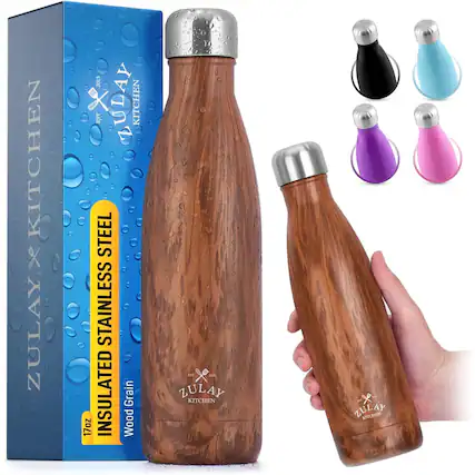 Zulay Kitchen 2015 Insulated Stainless Steel Wood Grain 17oz