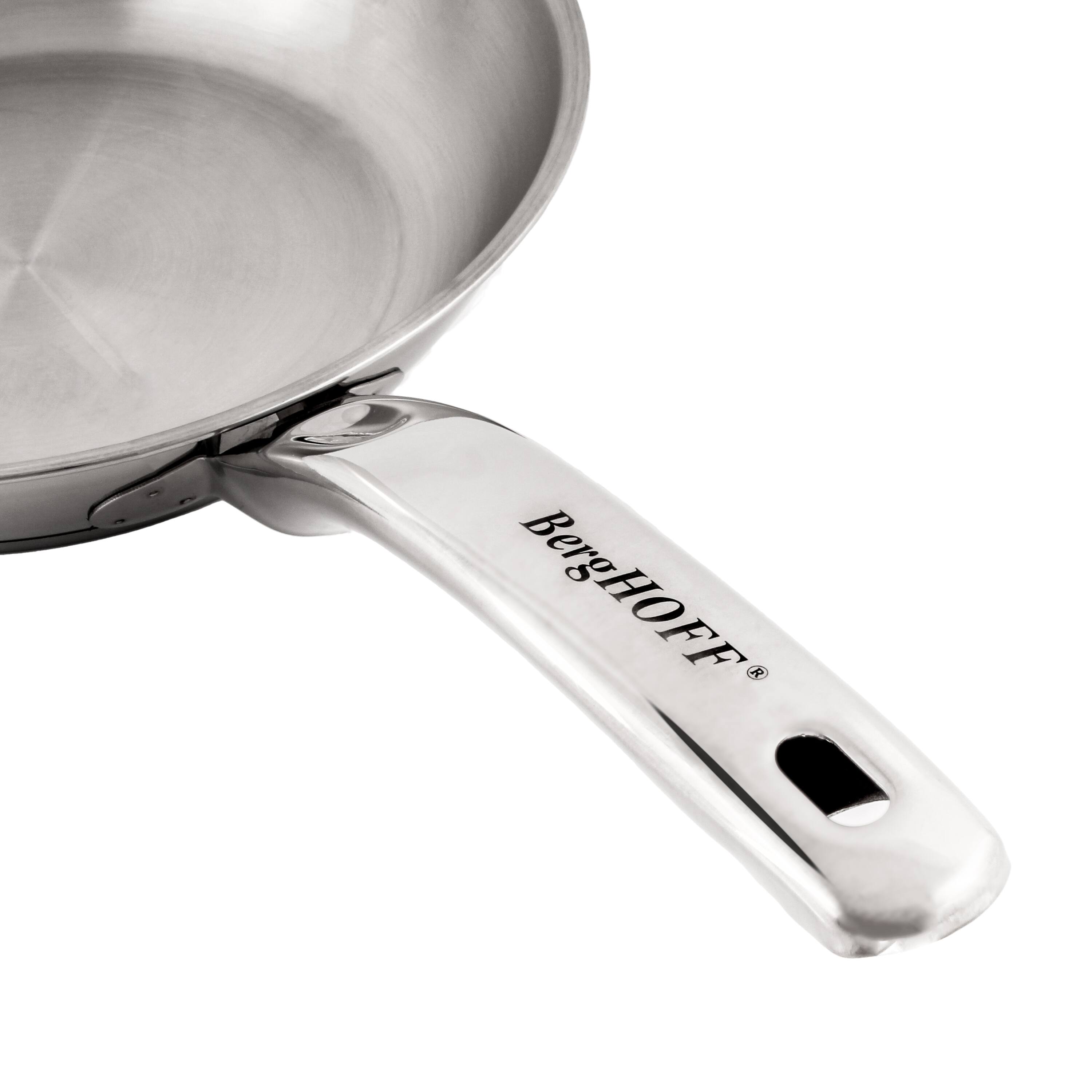 Left. BergHOFF - BergHOFF Belly Shape 18/10 Stainless Steel 9.5" Fry Pan - Silver.