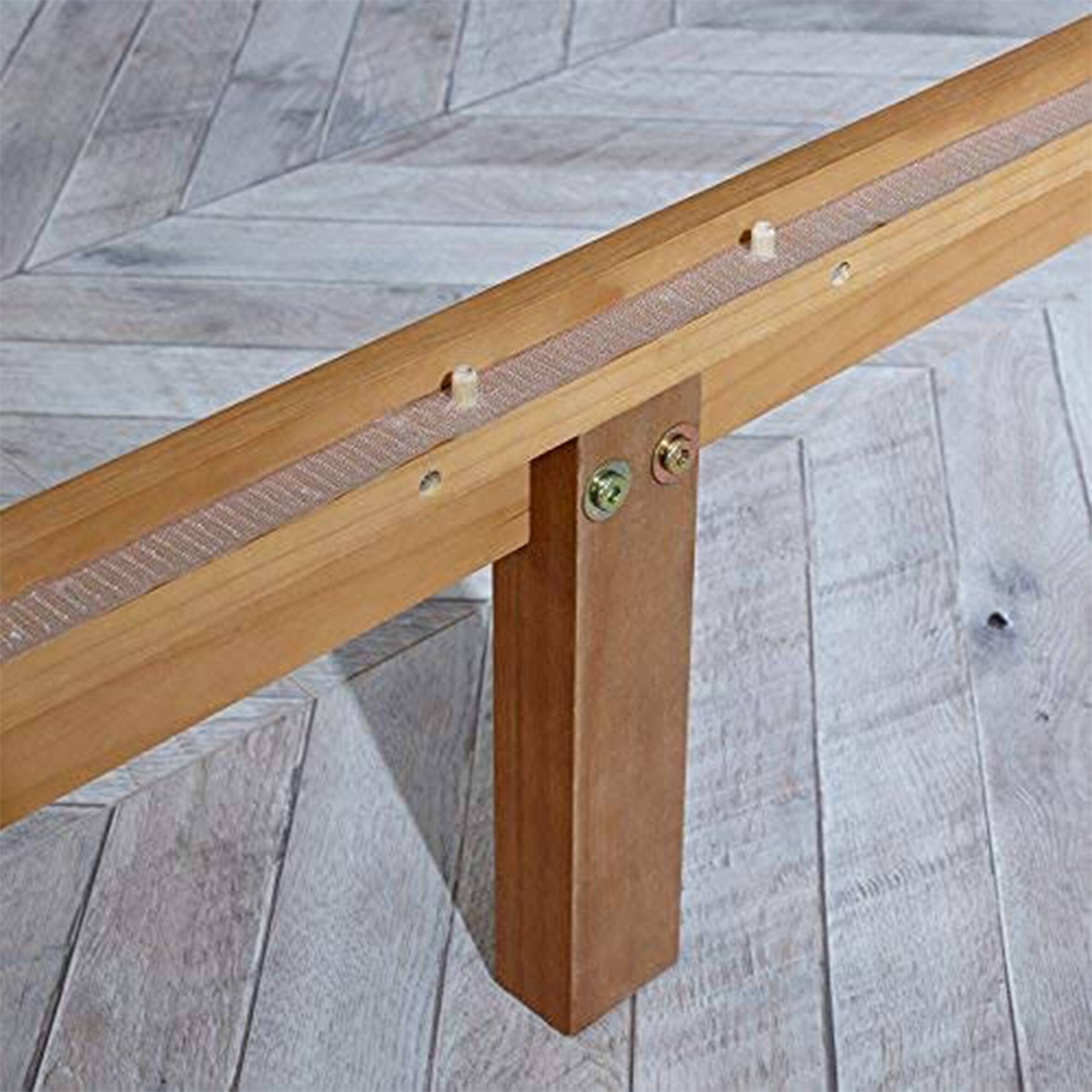 Alt View 5. MUSEHOMEINC - MUSEHOMEINC Solid Pinewood Rustic Platform Bed with 2 Way Design Headboard, King - Teak.