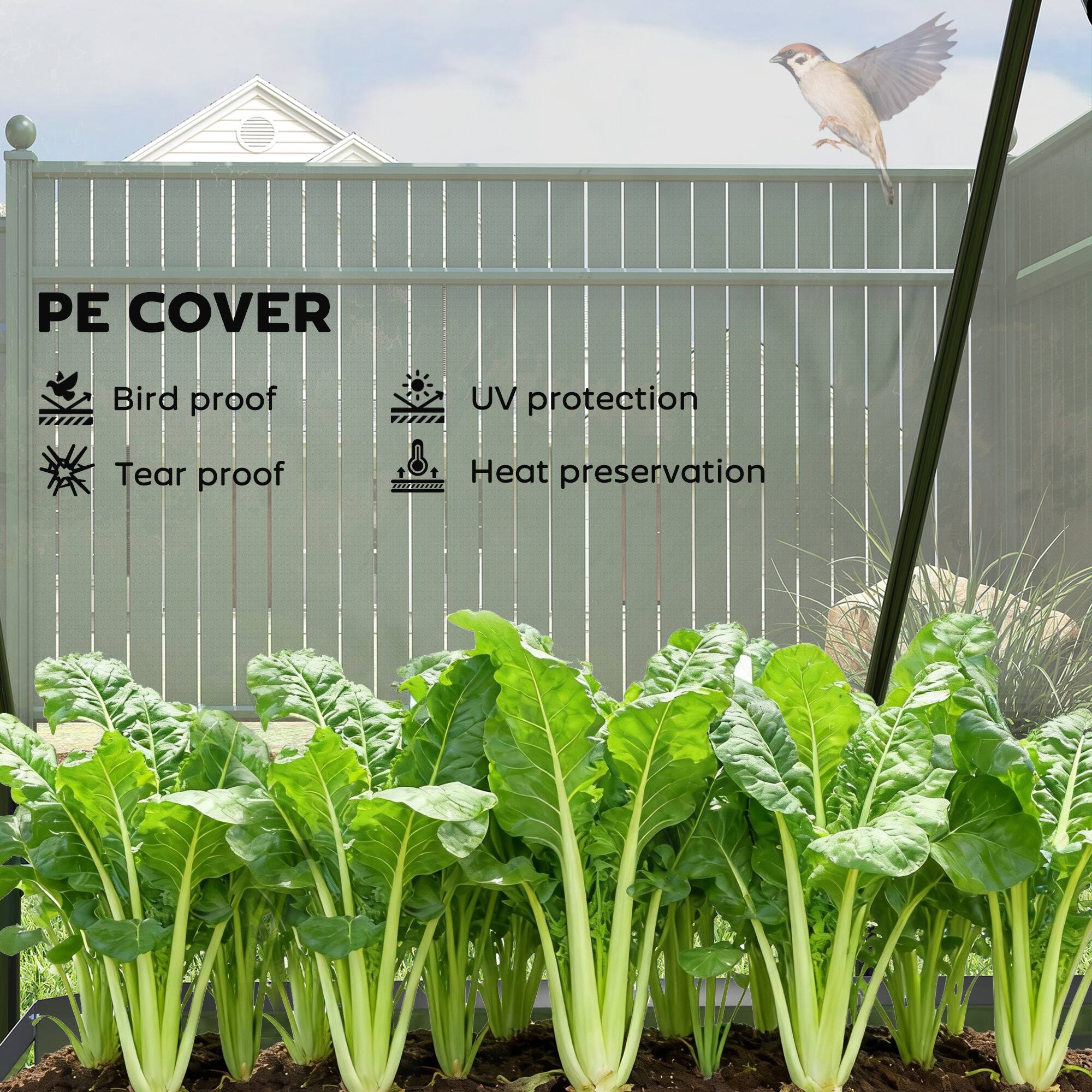 PE COVER  
- Bird proof  
- Tear proof  
- UV protection  
- Heat preservation