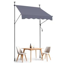 VEVOR - 59 x 47" Patio Awning Retractable, Awning Sunshade Shelter with Manual Crank Handle, Outdoor Patio Canopy Sunsetter Deck - Gray
