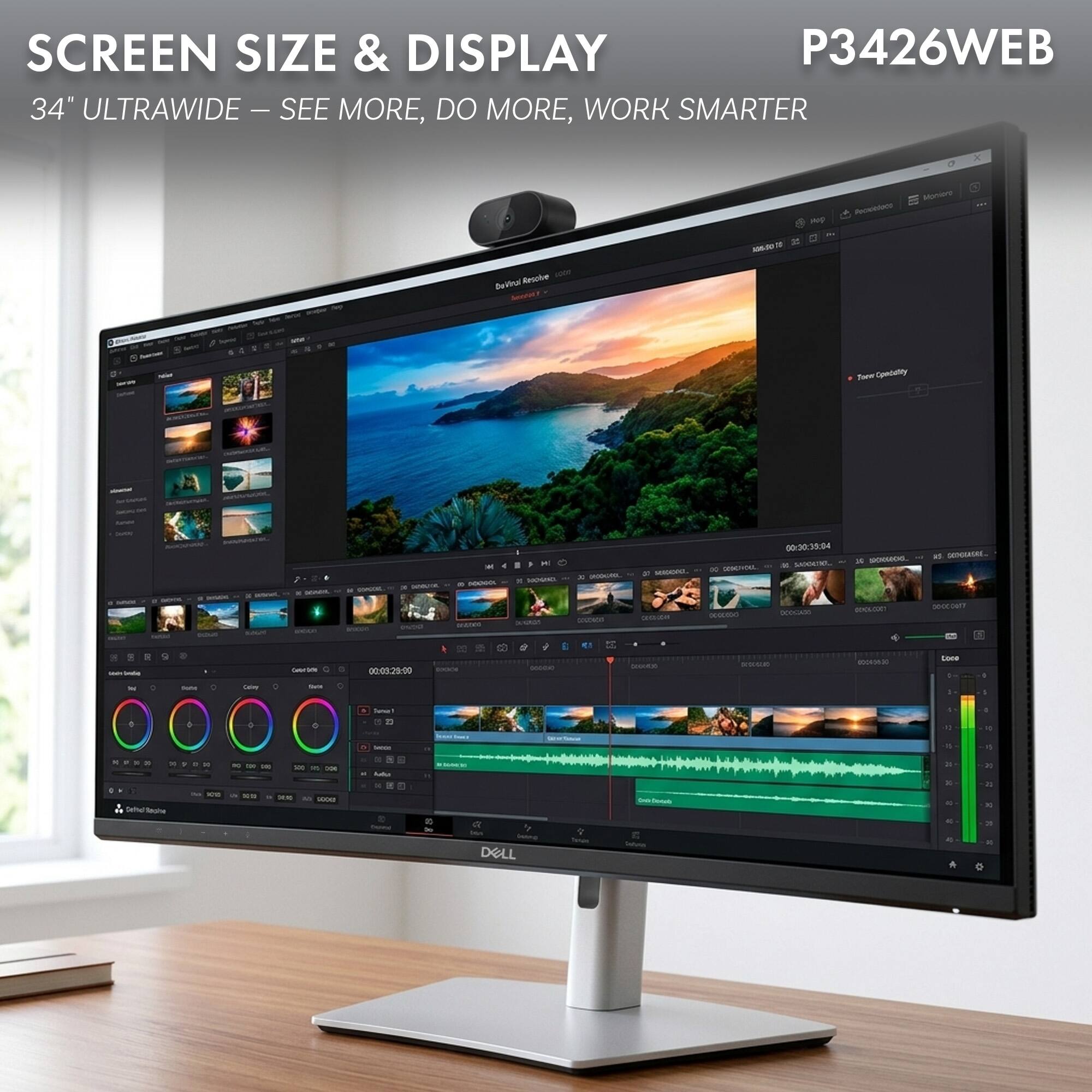 SCREEN SIZE & DISPLAY  
34" ULTRAWIDE – SEE MORE, DO MORE, WORK SMARTER  
P3426WEB