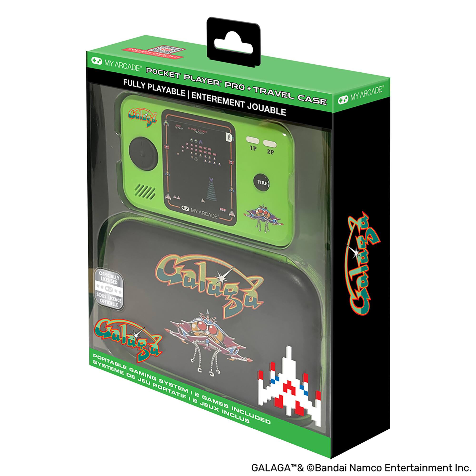 Galaga Pocket Player Pro Portable Handheld Gaming System With Travel Case