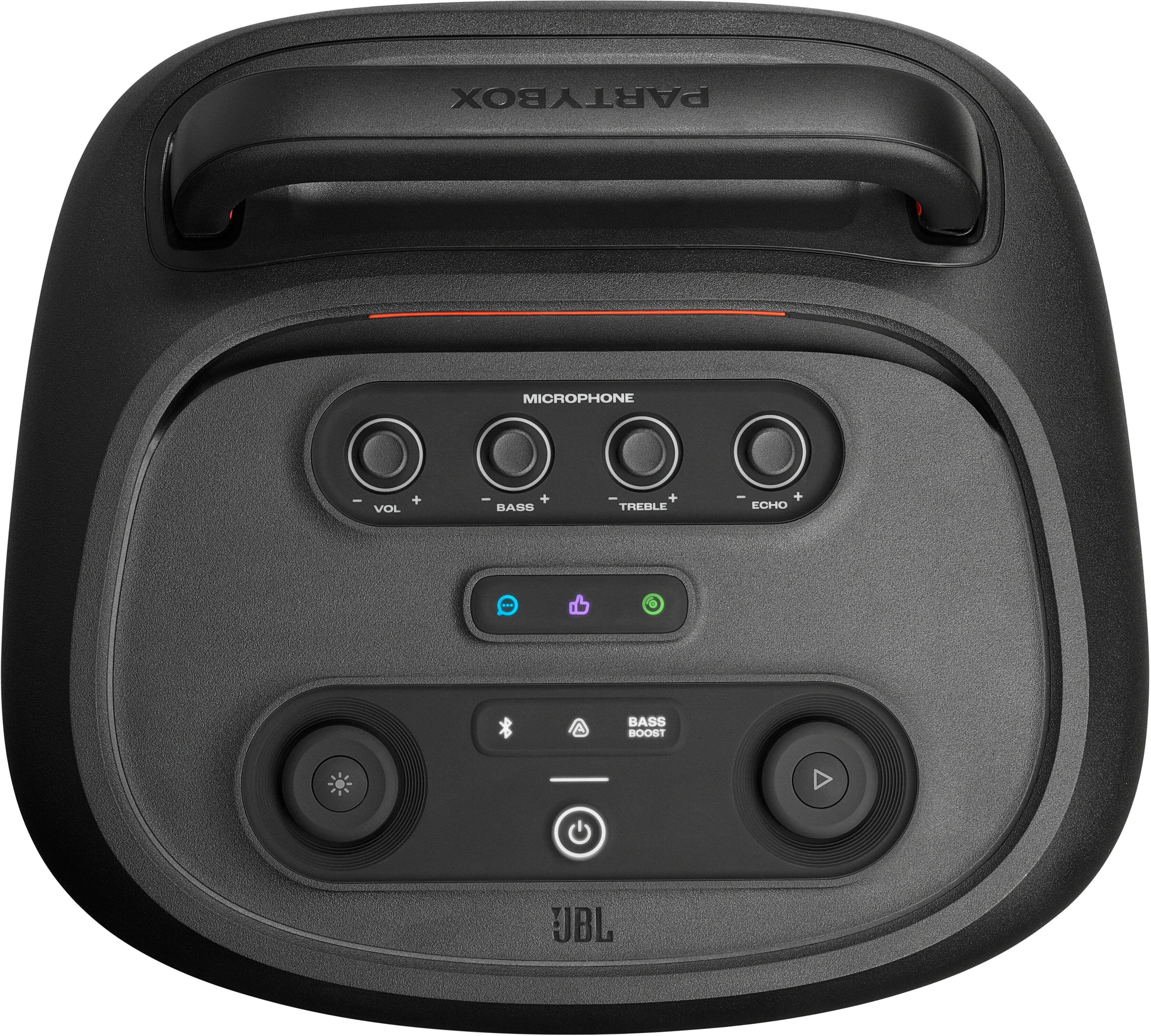 PARTYBOX MICROPHONE - VOL + ete + BASS I TREBLE C + ECHO BASS BOOST UBL