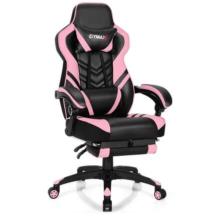 Front. Pefilos - Adjustable Gaming Chair with Footrest, Computer Chair for Home Office, Pink - Pink.