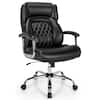 Front. Gymax - Gymax 500LBS High Back Big & Tall Office Chair Adjustable Leather Task Chair - Black.