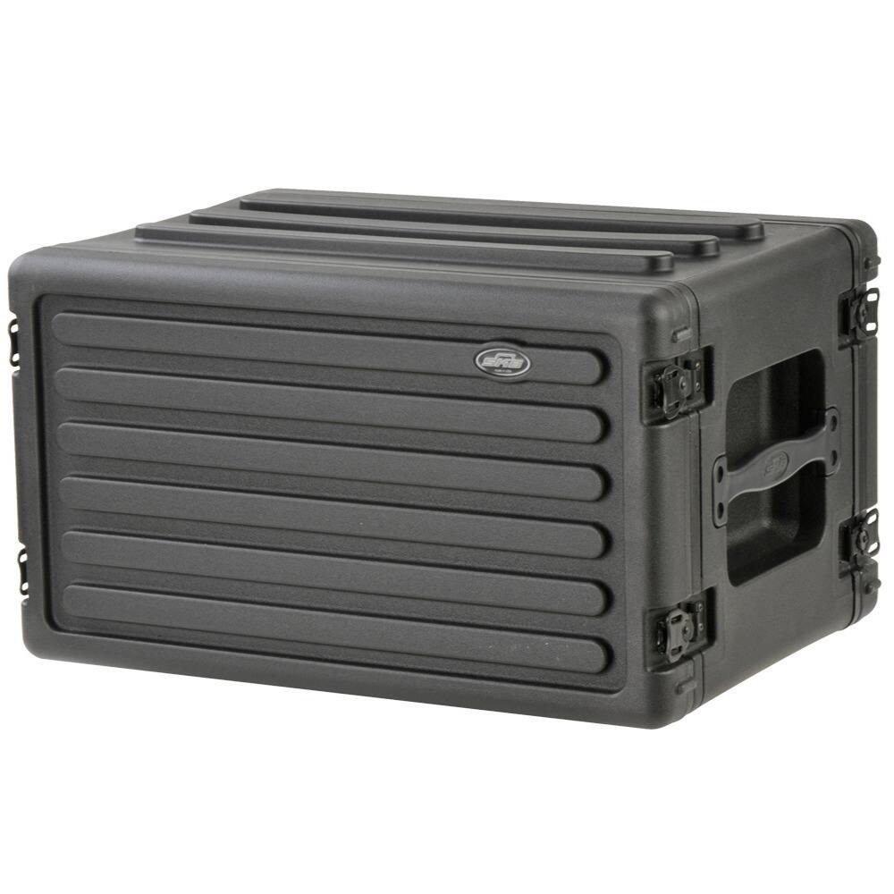 Back. SKB - SKB 6U Shallow Roto Rack Case Gear Protector, Stackable, Waterproof, Black - Black.