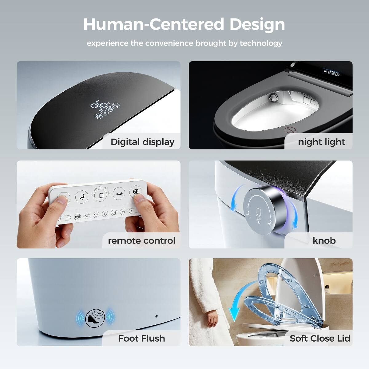 Loheer Smart Bidet Toilet with Zero Water Pressure Flush, Heated Seat ...