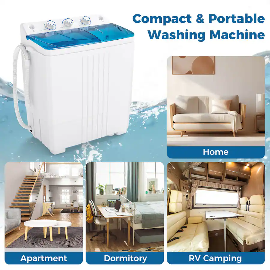 Compact Washing Machine For Rv Twin Tub Portable Washing Machine with Drain Pump Timer Control Dorm ...