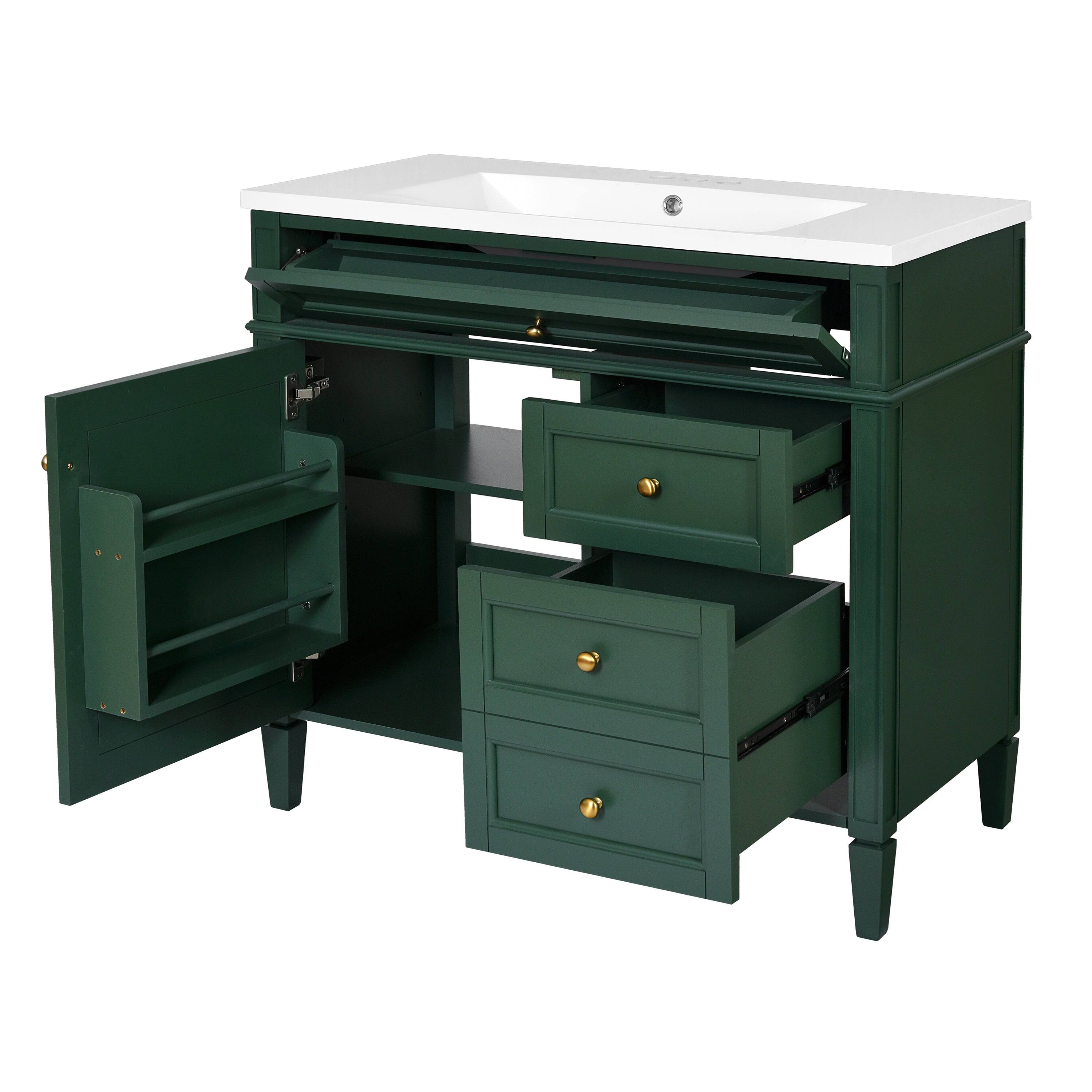 Alt View 9. Boyel Living - 36 Inch Bathroom Vanity Set with Mirror Cabinet Resin Sink 3 Drawers 2 Doors Green - Green.