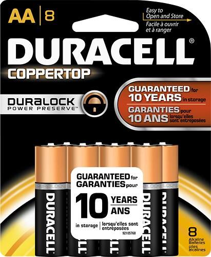 Front. Duracell - AA Batteries (8-Pack) - Black.