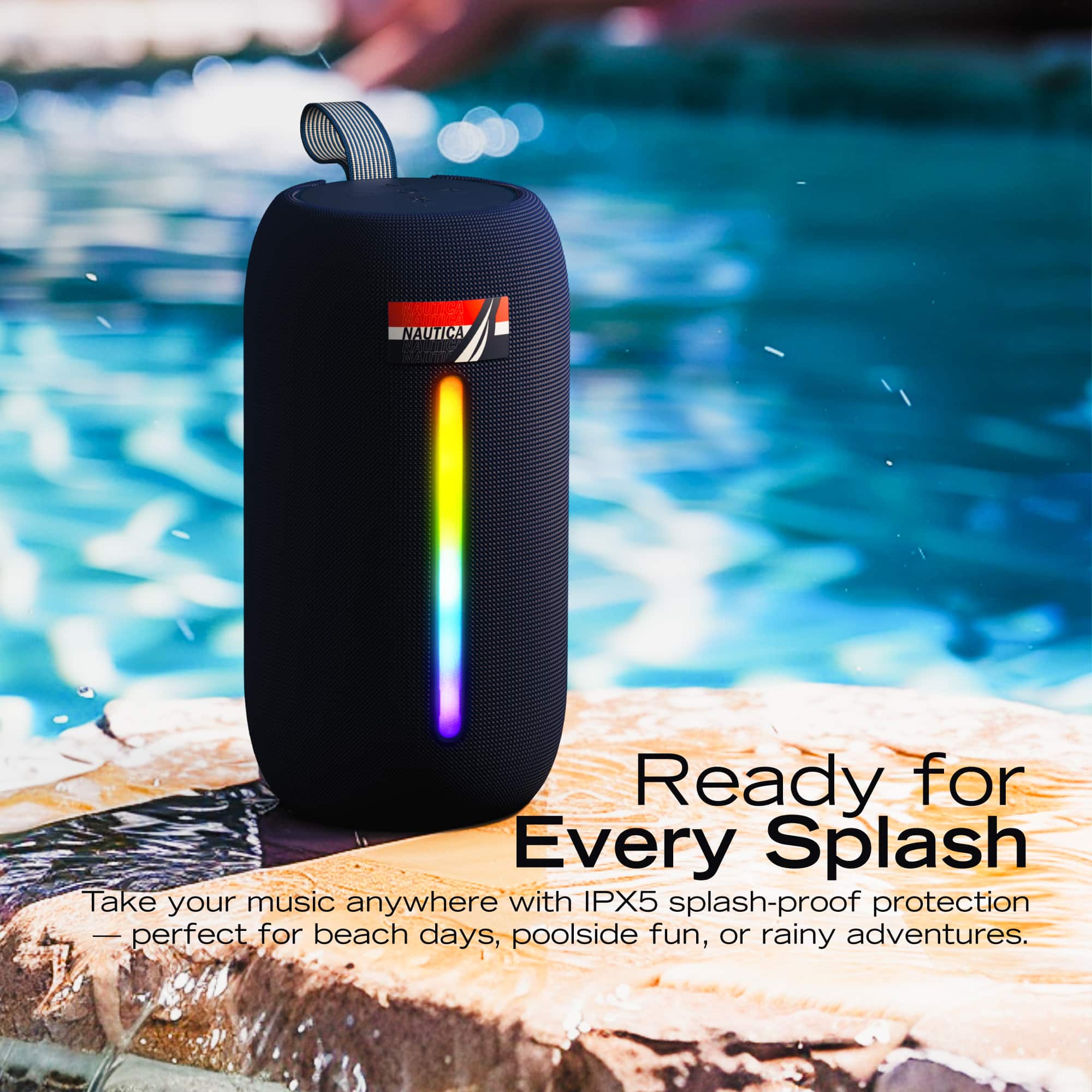 Ready for Every Splash
Take your music anywhere with IPX5 splash-proof protection — perfect for beach days, poolside fun, or rainy adventures.