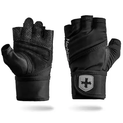 Front. Harbinger - Harbinger Men's Pro Wrist Wrap Gloves 3.0 - Black - Medium - Black.