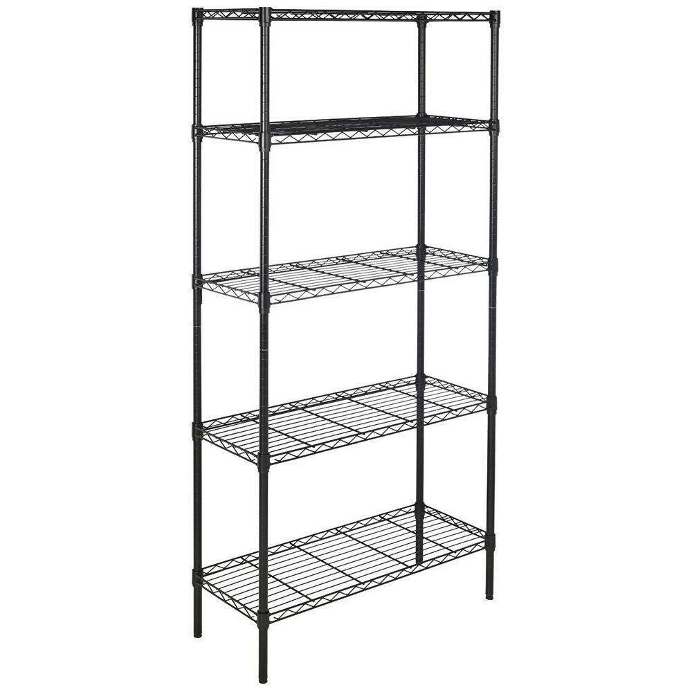 Front. Winado - Home Kitchen Garage Wire Shelving 5 Layer Tier Storage Rack Unit Shelves Metal - Black.