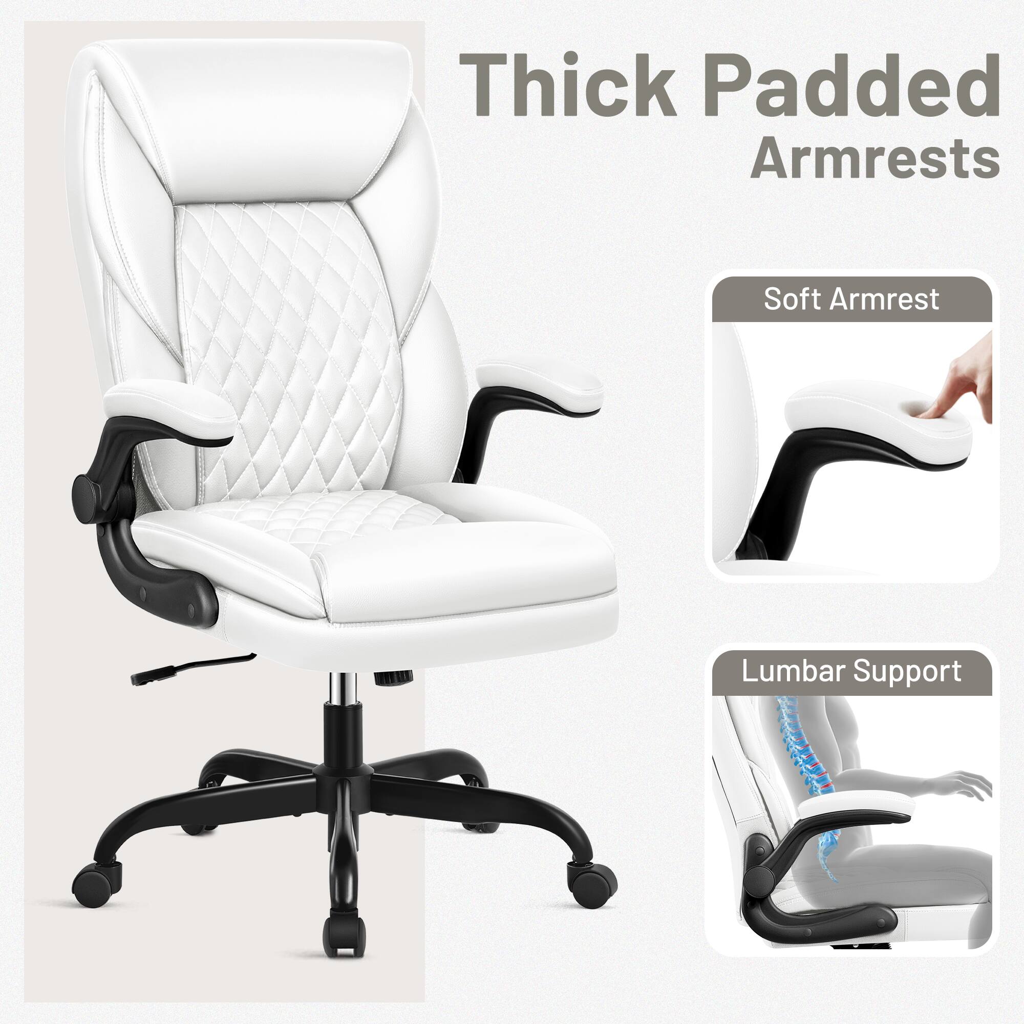 Thick Padded Armrests  
Soft Armrest  
Lumbar Support
