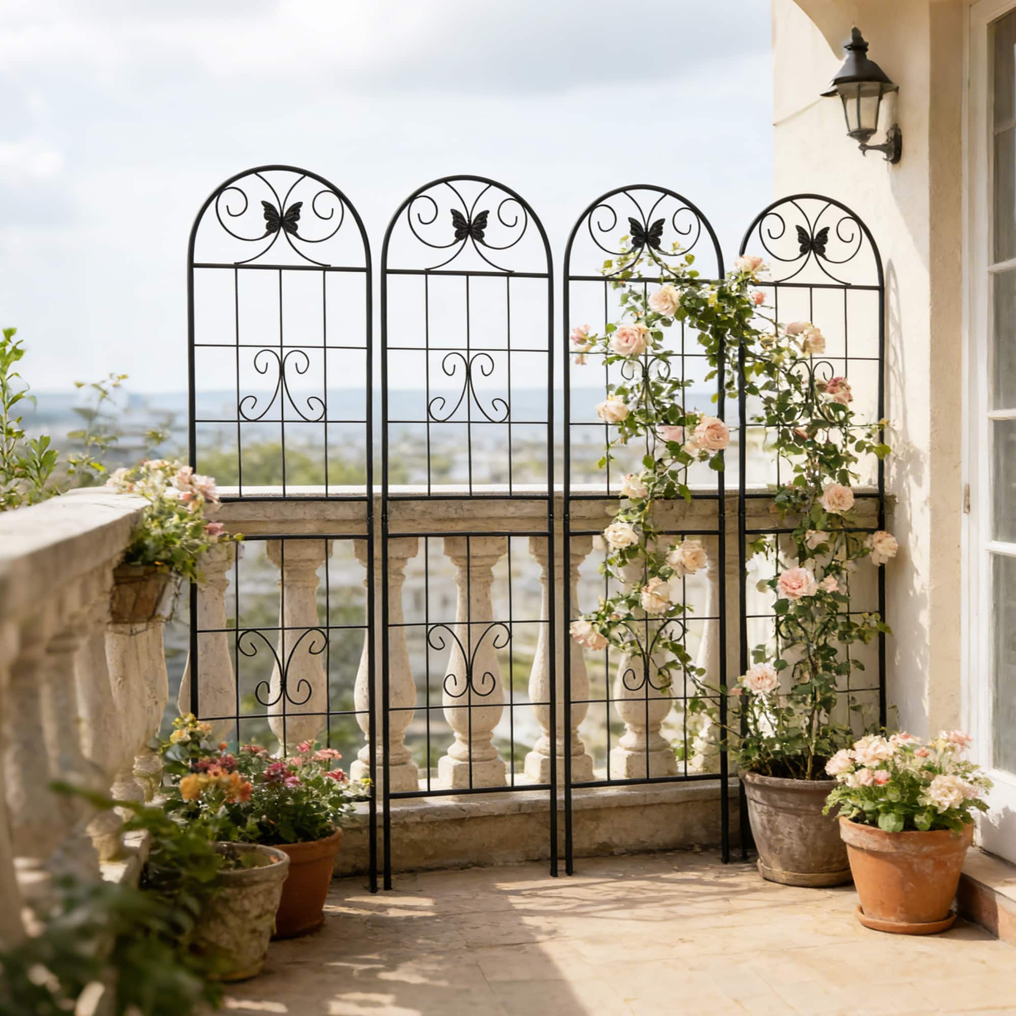 Loheer - 4 Pack Rustproof Metal Garden Trellis 5.9 ft x 1.64 ft for Climbing Plants Outdoor Flower Support price history on PriceWatchPro