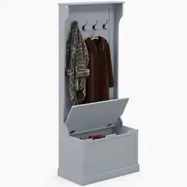 Homcom - Hall Tree with Coat Rack and Sitting Bench, Mudroom Bench with Storage - Gray
