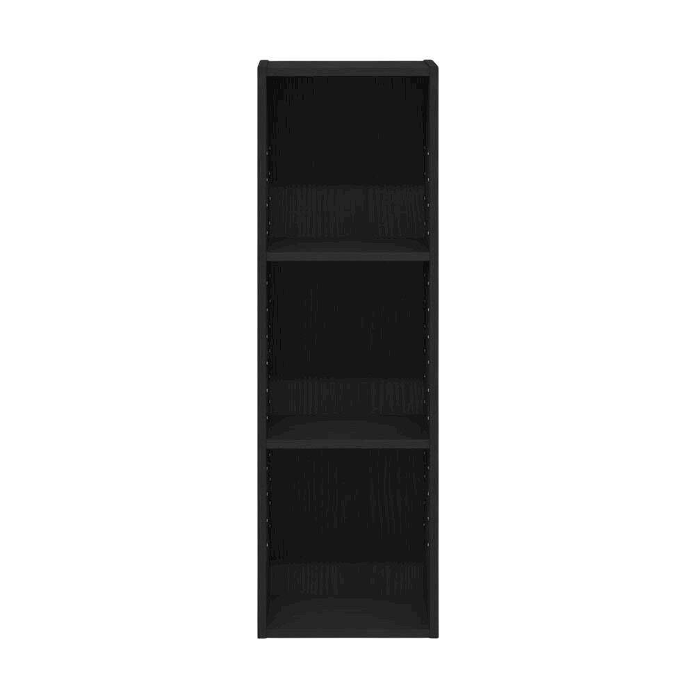 Back. FurniFact - Wooden Bookcase in Black Finish with Spacious Shelves for Storage - Blackwood.