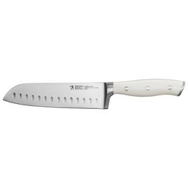 Henckels - Forged Accent 7-inch Hollow Edge Santoku Knife - White Handle - Stainless Steel