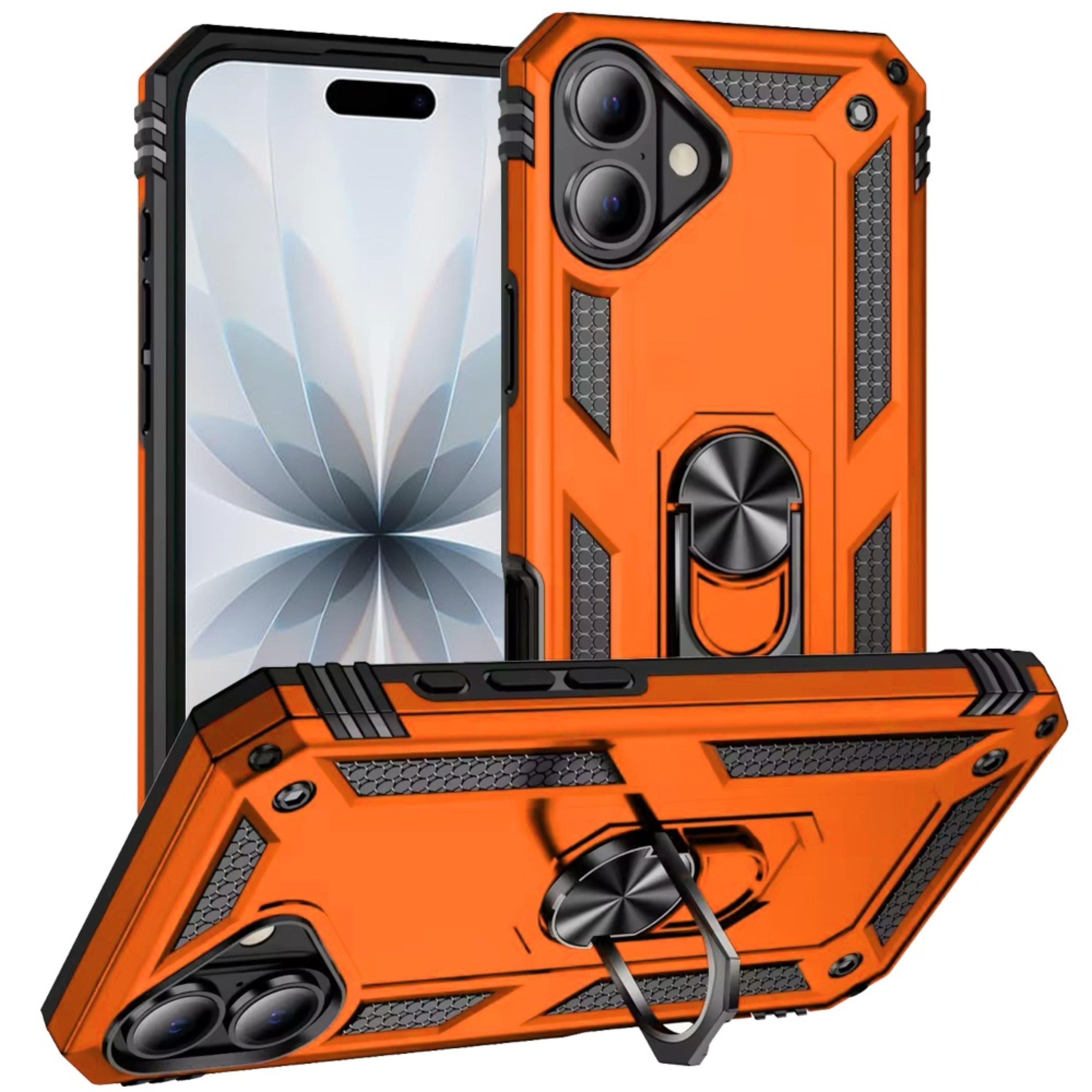 Kitcheniva - Rugged Metal Ring Kickstand Phone Case With Tempered Glass For iPhone 17 - Cosmic Orange price history on PriceWatchPro