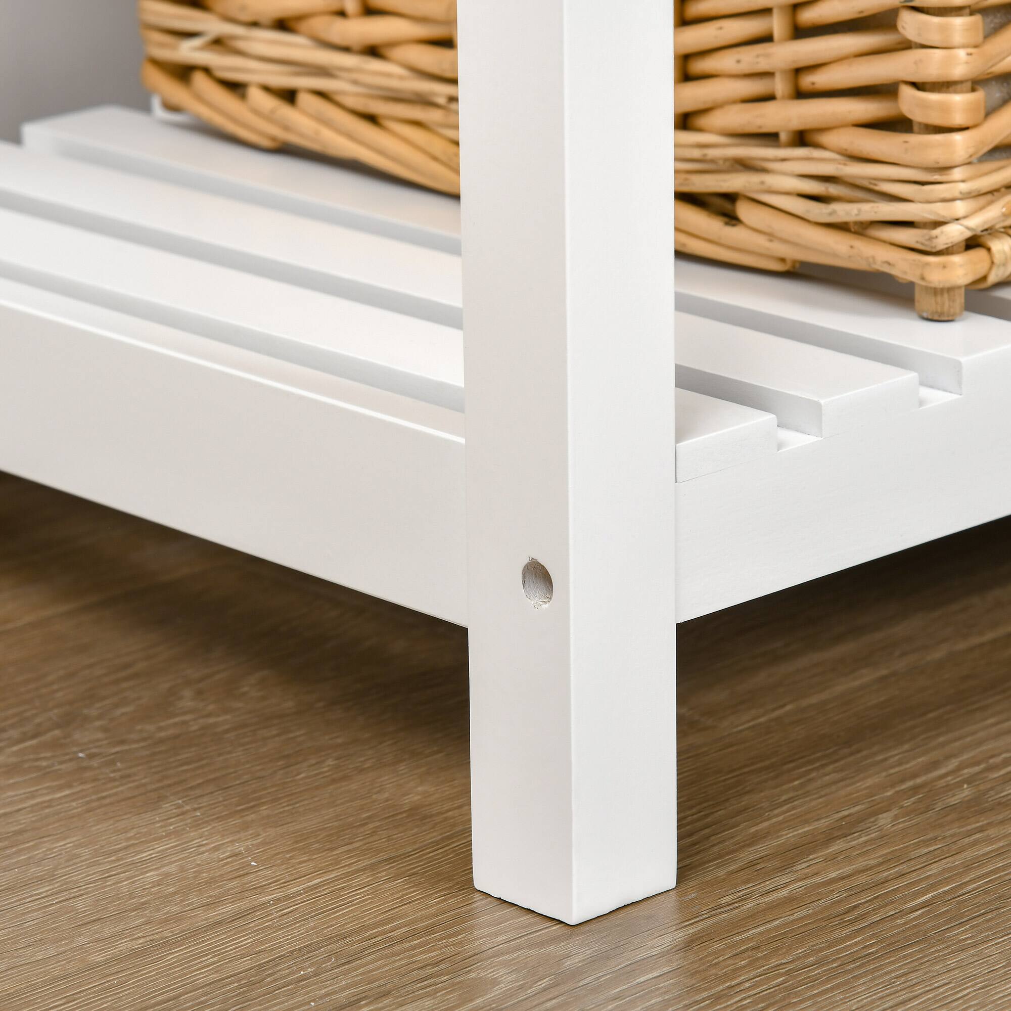 Alt View 5. Homcom - Modern Sideboard Coffee Bar with 4 Drawers, Slatted Shelf - White.