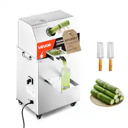 VEVOR - Commercial Sugar Cane Juicer,800W Electric Sugarcane Juicer Machine with 661LBS/H High Output, 3 Stainless Steel Rollers - Silver