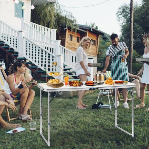 Alt View 10. Winado - 4 FT Folding Camping Table, Adjustable Height Aluminum Table, Portable Camping Table for Picnic, Beach, BBQ - Sliver.
