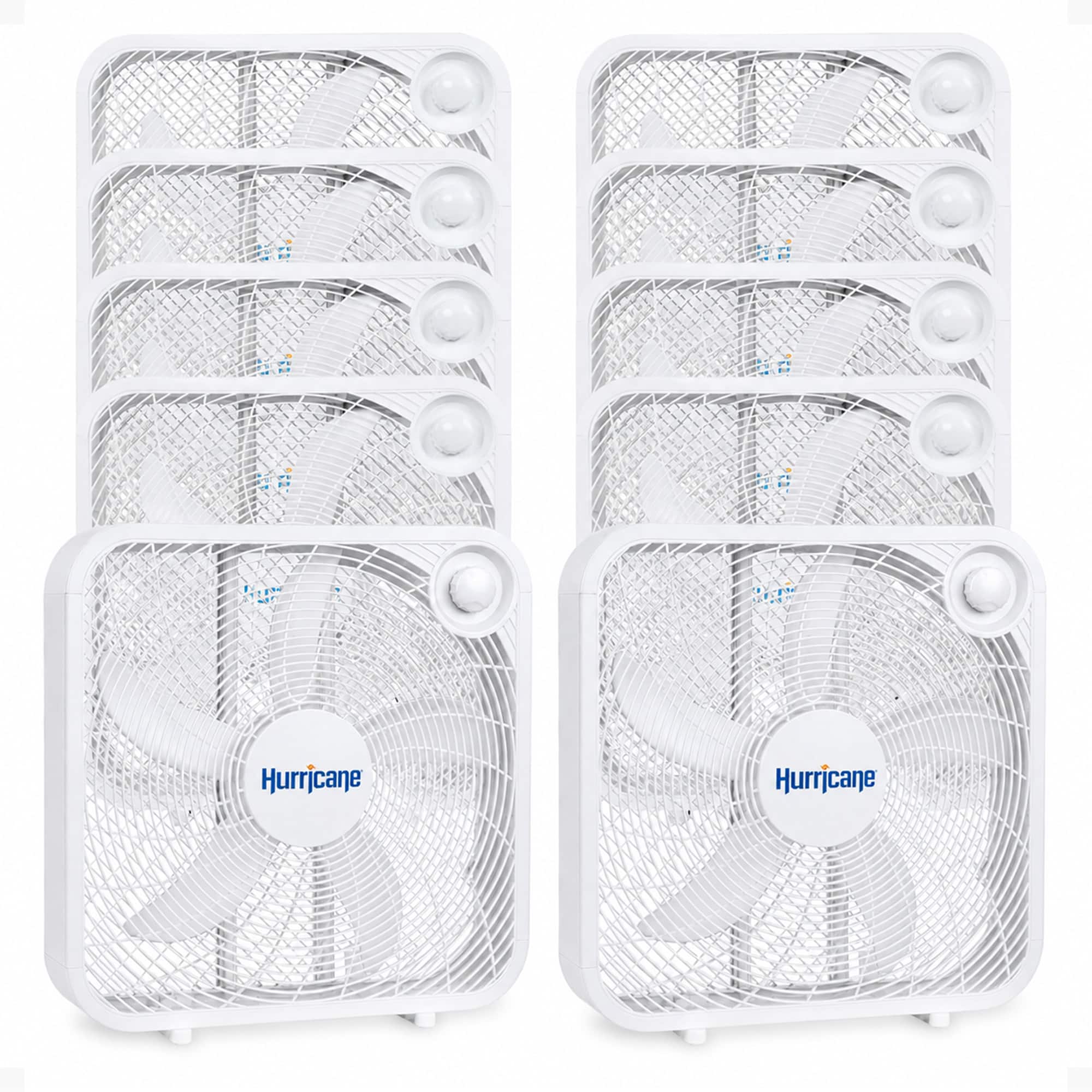 Hurricane - 20" Classic Series Floor Box Fan with 3 Speed Settings, 10 Pack - White