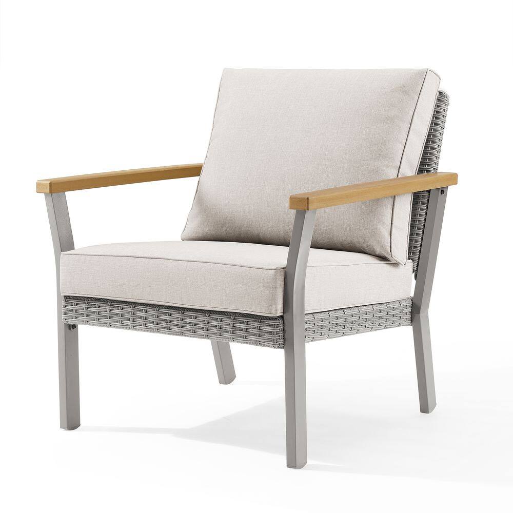 Songmics Home - Sencillo Collection - Lounge Chair with Faux Wood Armrests - Gray