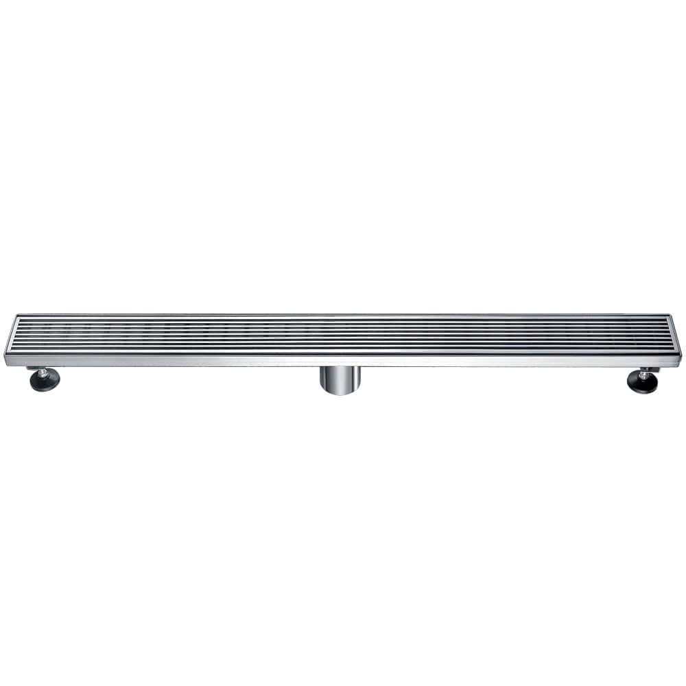 Alfi - 32" Modern Stainless Steel Linear Shower Drain with Groove Lines - Gray
