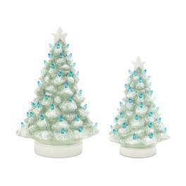 BreeBe - LED Ceramic Christmas Tree (Set of 2) - Blue, White