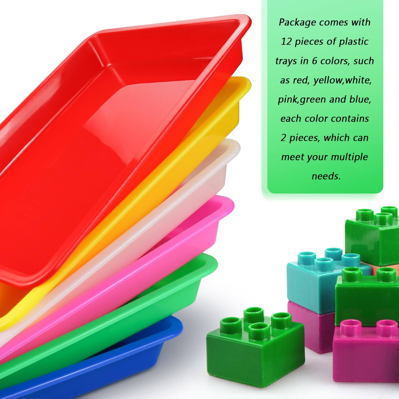 Package comes with 12 pieces of plastic trays in 6 colors, such as red, yellow, white, pink, green, and blue. Each color contains 2 pieces, which can meet your multiple needs.
