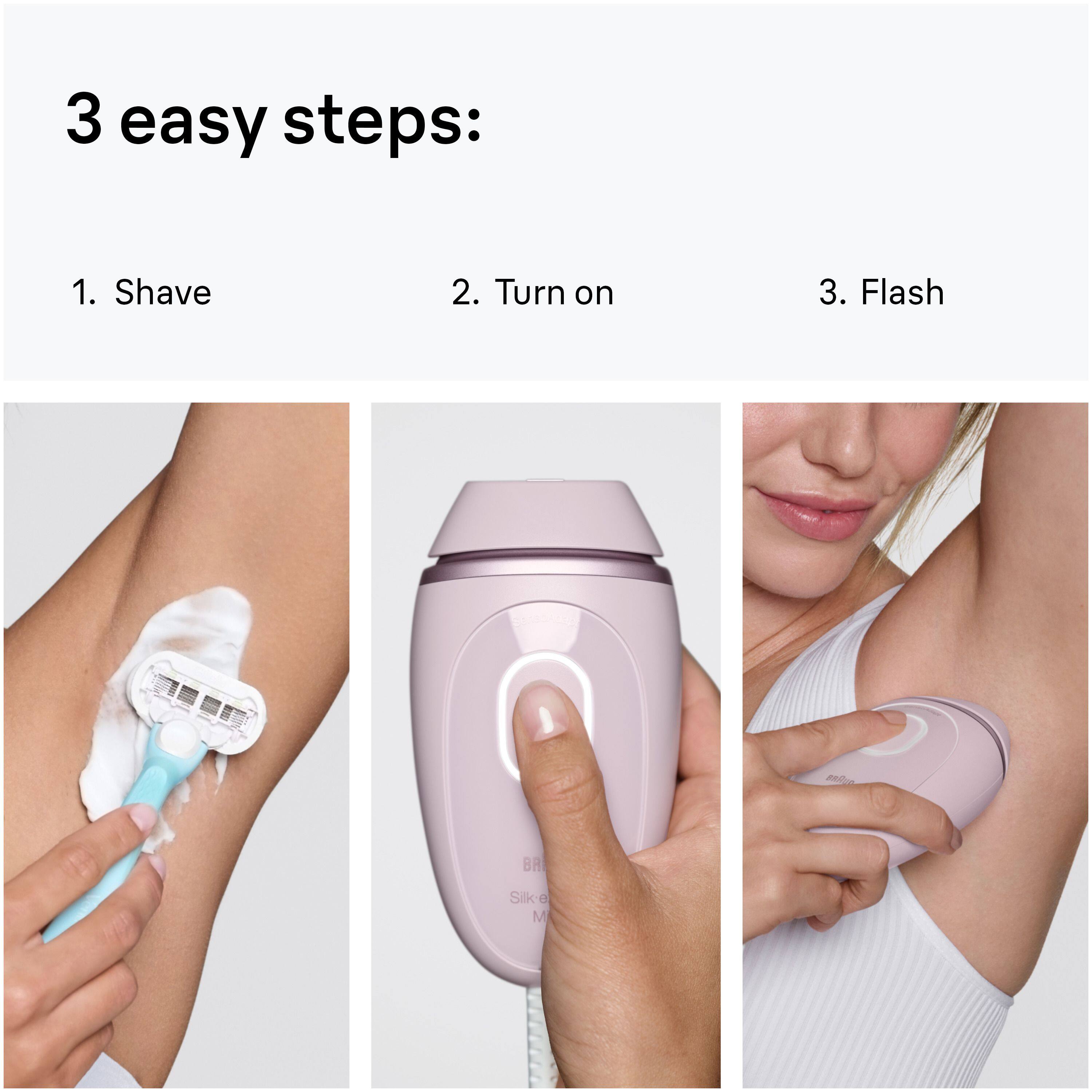 3 easy steps:

1. Shave
2. Turn on
3. Flash