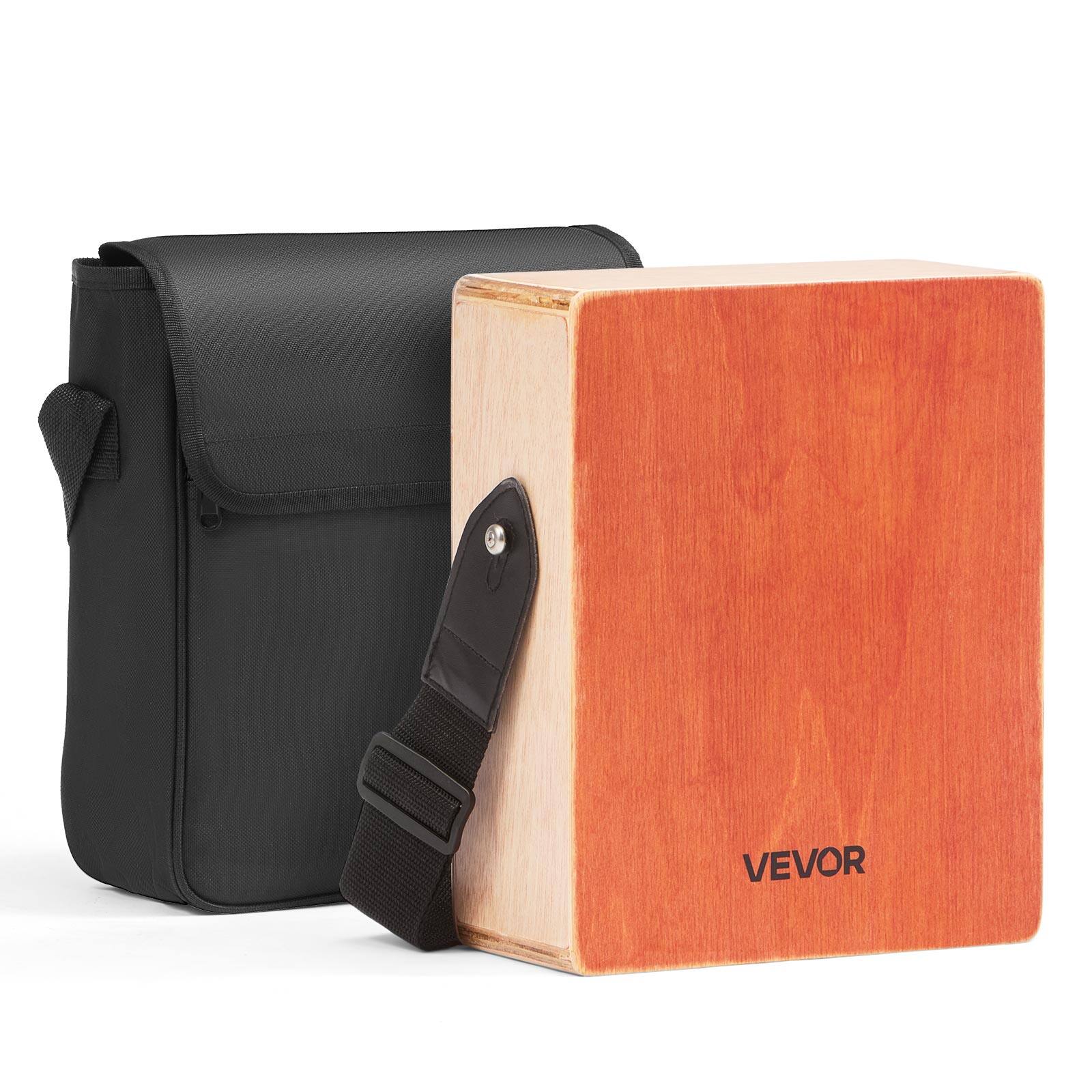 VEVOR - Cajon Box Drum, with Internal Guitar Strings, Lightweight Wooden Percussion Box, Portable Birch Wood Drum Instrument - Natural Wood, Red